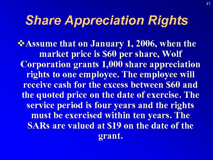 41 Share Appreciation Rights v. Assume that on January 1, 2006, when the market