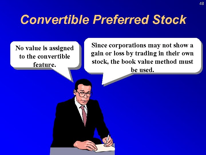 48 Convertible Preferred Stock No value is assigned to the convertible feature. Since corporations