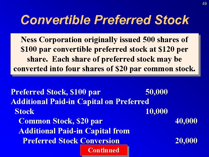 49 Convertible Preferred Stock Ness Corporation originally issued 500 shares of $100 par convertible