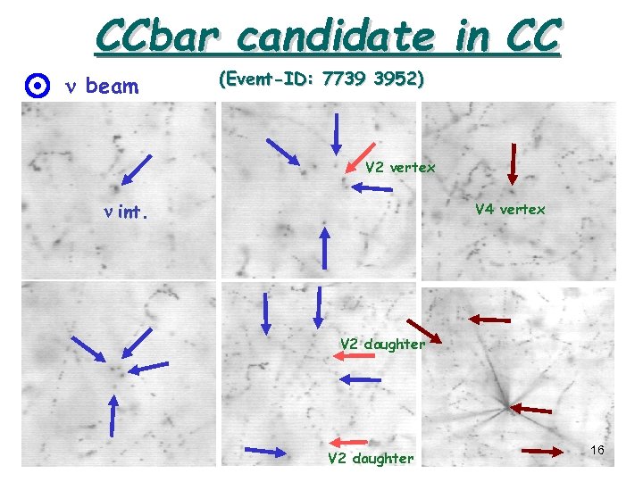CCbar candidate in CC n beam (Event-ID: 7739 3952) V 2 vertex n int.
