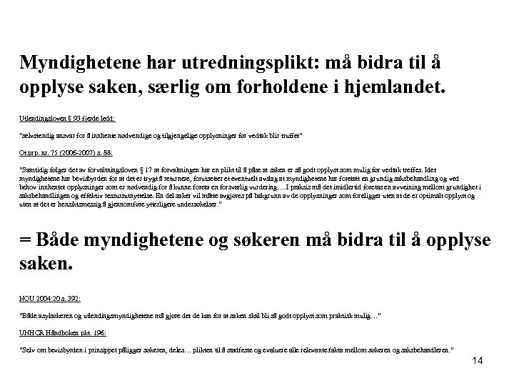 Myndighetene har utredningsplikt: må bidra til å opplyse saken, særlig om forholdene i hjemlandet.