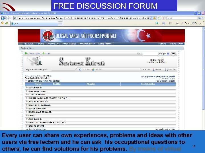 FREE DISCUSSION FORUM Every user can share own experiences, problems and ideas with other