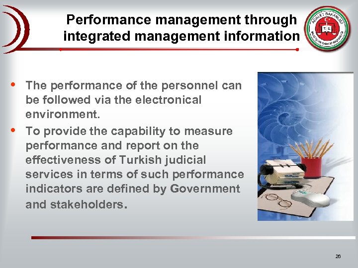 Performance management through integrated management information • • The performance of the personnel can
