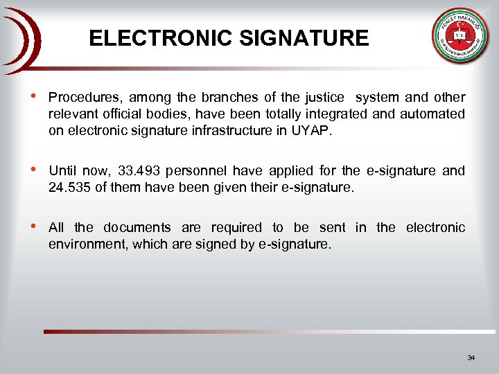 ELECTRONIC SIGNATURE • Procedures, among the branches of the justice system and other relevant