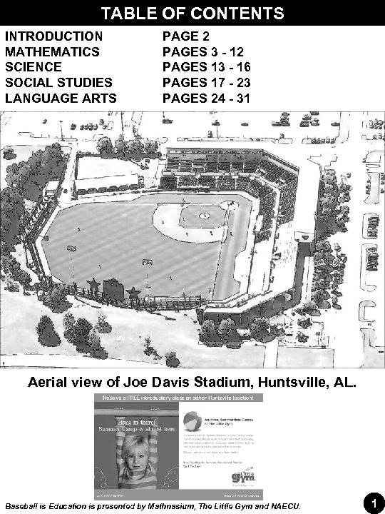 TABLE OF CONTENTS INTRODUCTION MATHEMATICS SCIENCE SOCIAL STUDIES LANGUAGE ARTS PAGE 2 PAGES 3