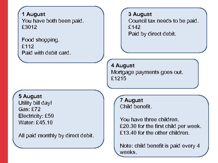 1 August You have both been paid. £ 3012 3 August Council tax needs