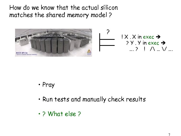How do we know that the actual silicon matches the shared memory model ?