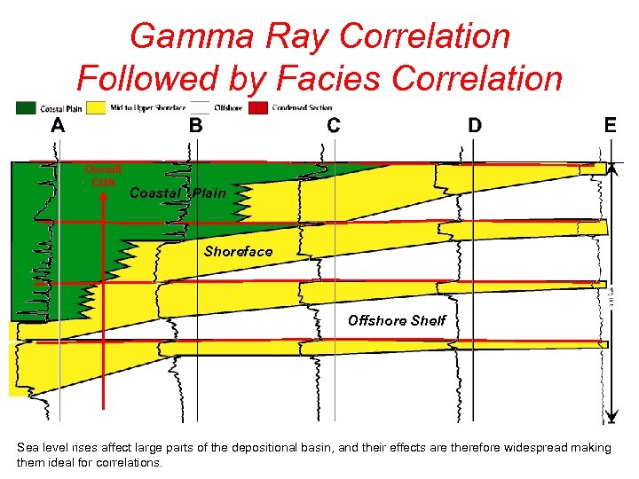 Gamma Ray Correlation Followed by Facies Correlation Overall CUS Coastal Plain Shoreface Offshore Shelf