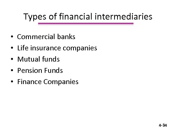 Types of financial intermediaries • • • Commercial banks Life insurance companies Mutual funds