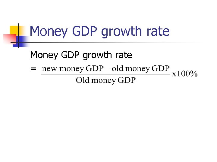 Money GDP growth rate = 