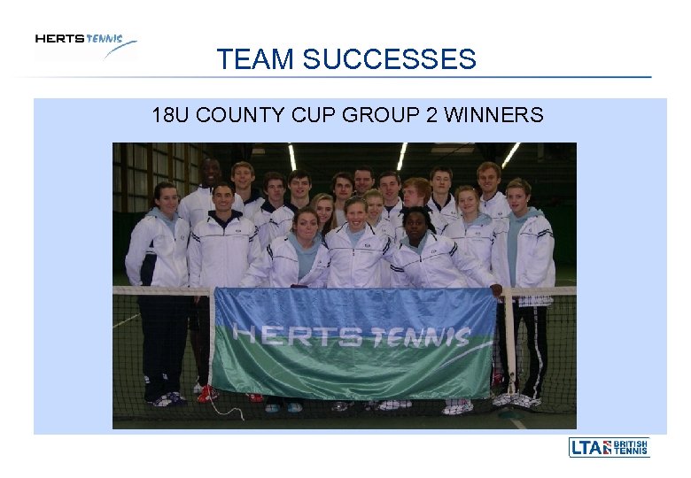 TEAM SUCCESSES 18 U COUNTY CUP GROUP 2 WINNERS 