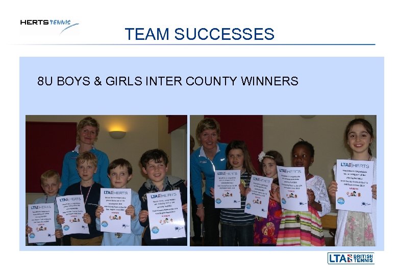 TEAM SUCCESSES 8 U BOYS & GIRLS INTER COUNTY WINNERS 