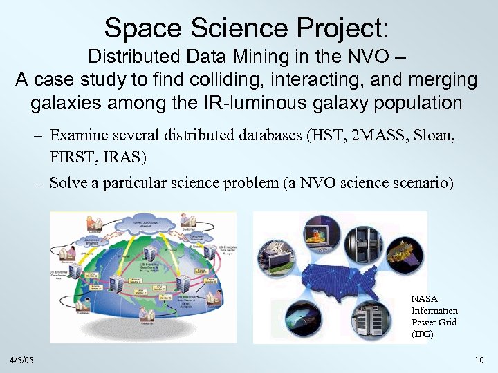 Space Science Project: Distributed Data Mining in the NVO – A case study to