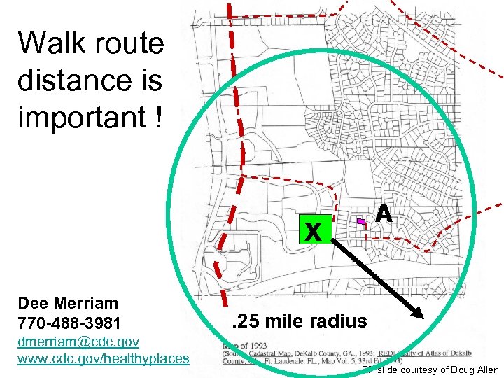 Walk route distance is important ! A X Dee Merriam 770 -488 -3981 dmerriam@cdc.