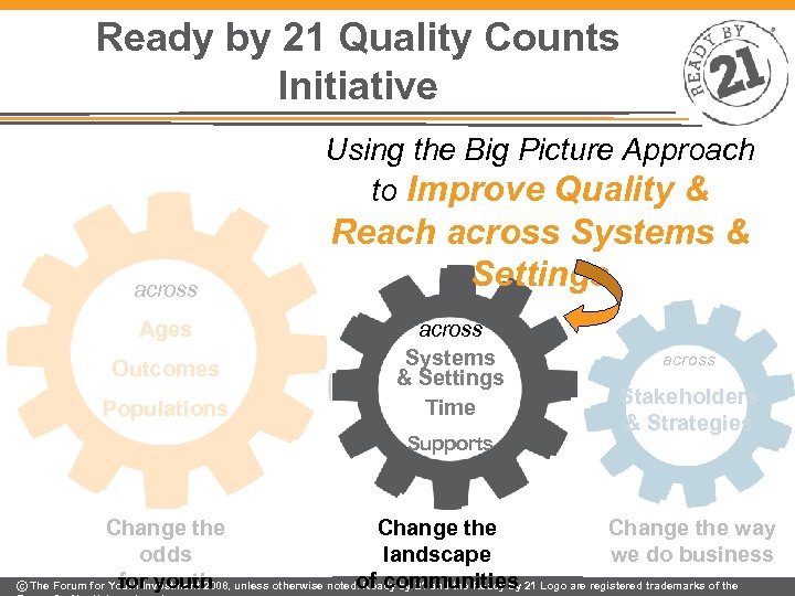 Ready by 21 Quality Counts Initiative Using the Big Picture Approach to Improve Quality