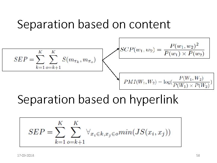 Separation based on content Separation based on hyperlink 17 -03 -2018 58 