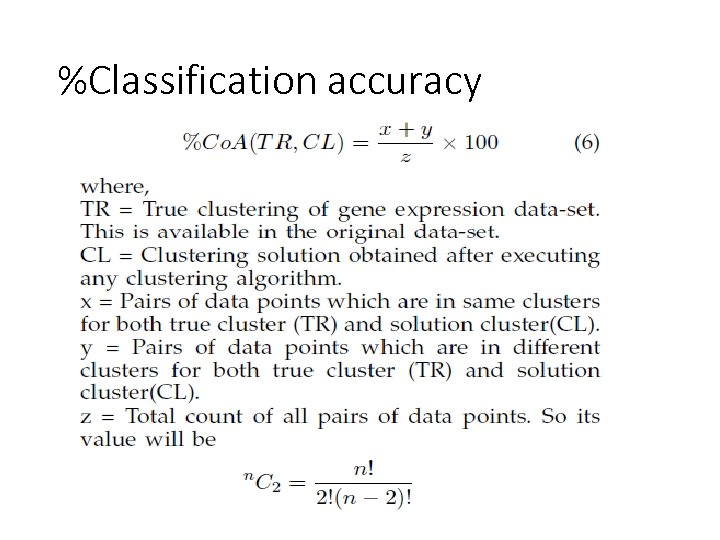 %Classification accuracy 