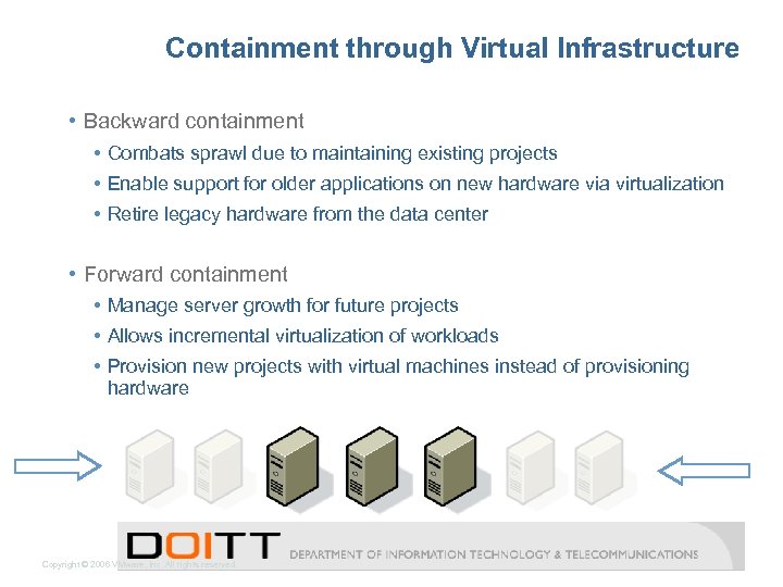 Containment through Virtual Infrastructure • Backward containment • Combats sprawl due to maintaining existing