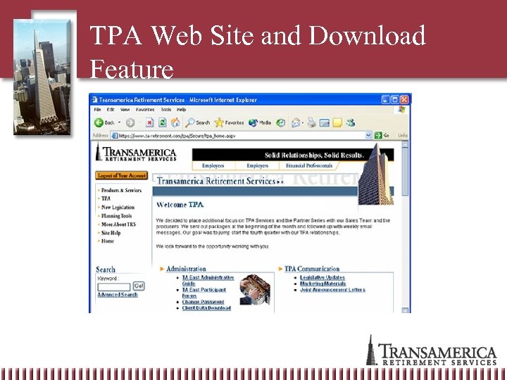 TPA Web Site and Download Feature 