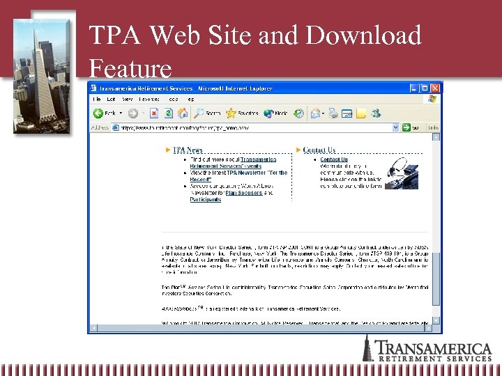 TPA Web Site and Download Feature 