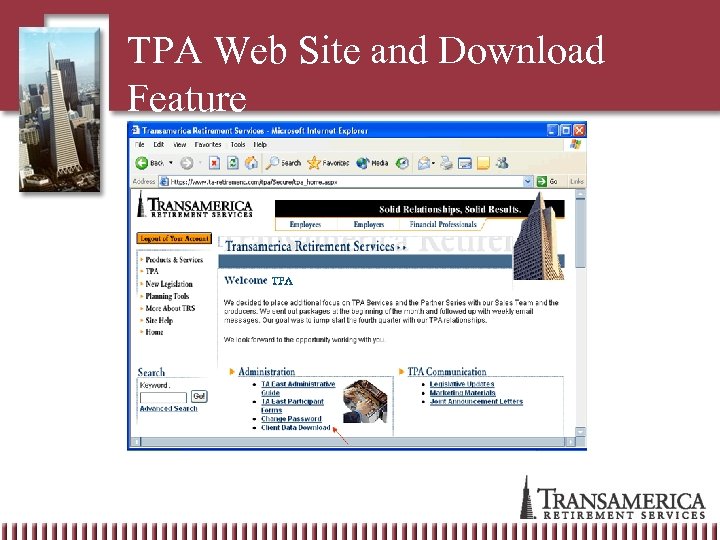 TPA Web Site and Download Feature 