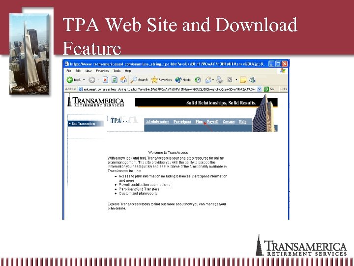 TPA Web Site and Download Feature 