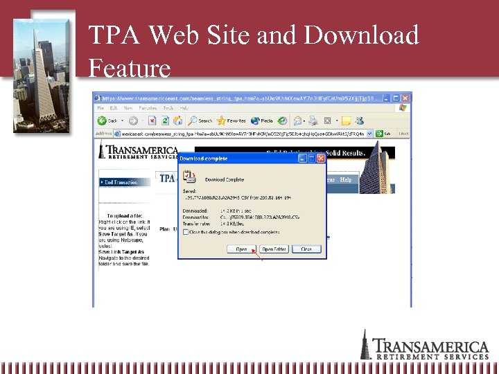 TPA Web Site and Download Feature 