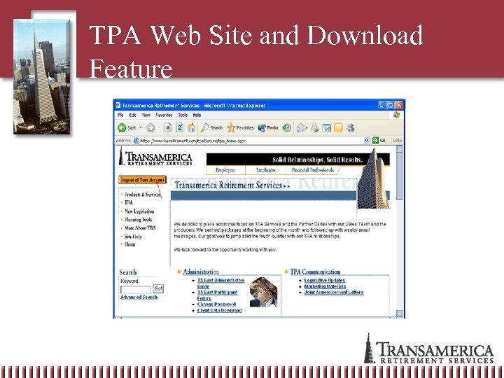 TPA Web Site and Download Feature 