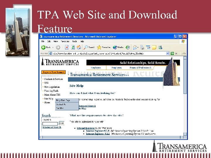 TPA Web Site and Download Feature 