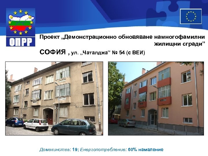 Проект „Демонстрационно обновяване намногофамилни жилищни сгради” СОФИЯ , ул. „Чаталджа” № 54 (с ВЕИ)