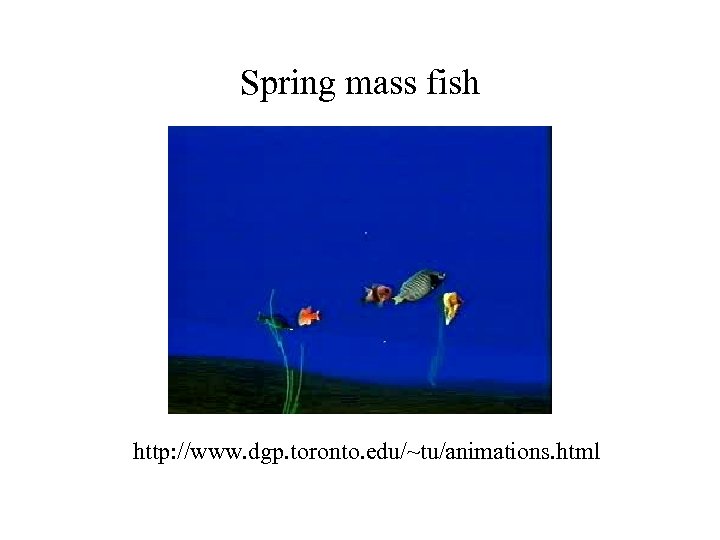 Spring mass fish http: //www. dgp. toronto. edu/~tu/animations. html 