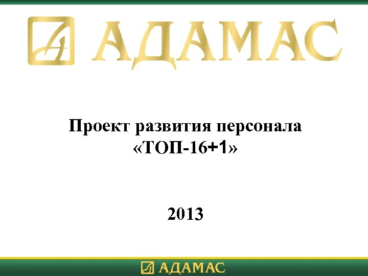 Проект развития персонала «ТОП-16+1» 2013 