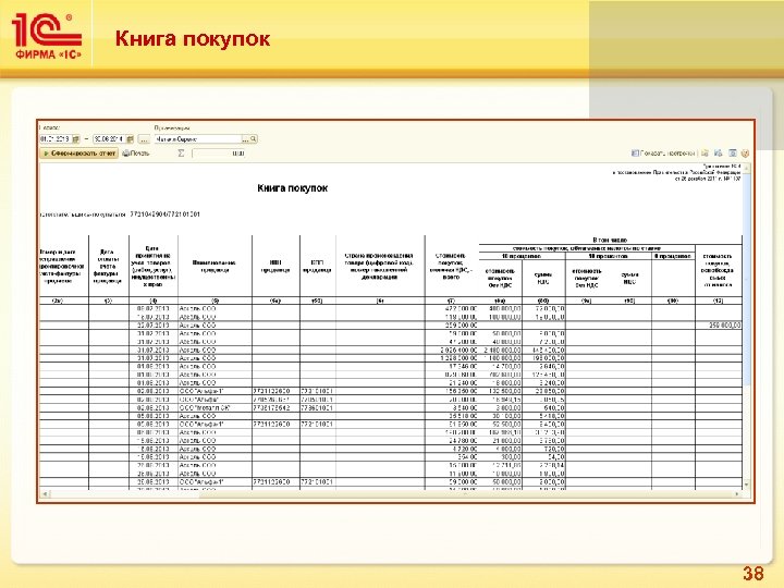 Книга покупок 38 