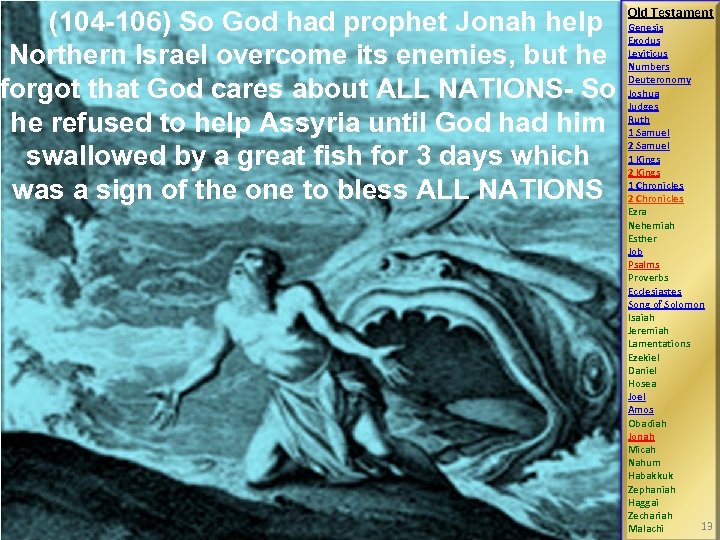 (104 -106) So God had prophet Jonah help Northern Israel overcome its enemies, but