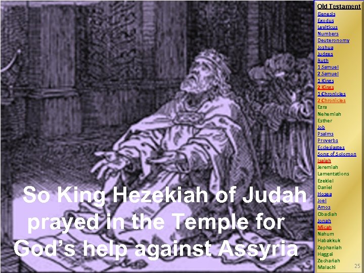 Old Testament So King Hezekiah of Judah prayed in the Temple for God’s help
