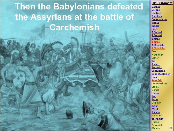 Then the Babylonians defeated the Assyrians at the battle of Carchemish Old Testament Genesis