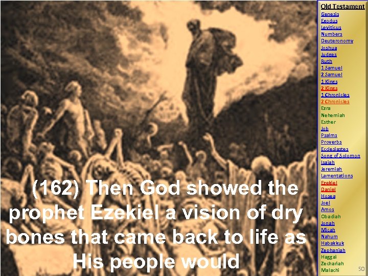 Old Testament (162) Then God showed the prophet Ezekiel a vision of dry bones