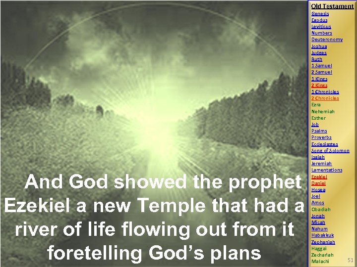 Old Testament And God showed the prophet Ezekiel a new Temple that had a