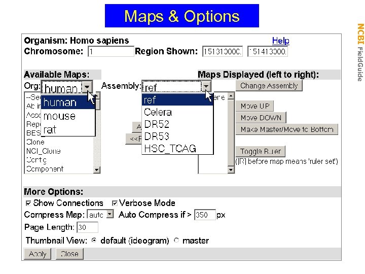 NCBI Field. Guide Maps & Options 