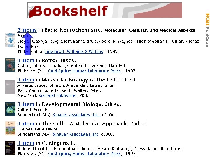 NCBI Field. Guide BOOKS Database 