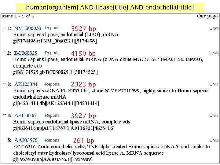 human[organism] AND lipase[title] AND endothelial[title] 4150 bp 2323 bp 3927 bp 261 bp NCBI