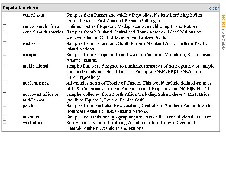 NCBI Field. Guide Ref. SNP 