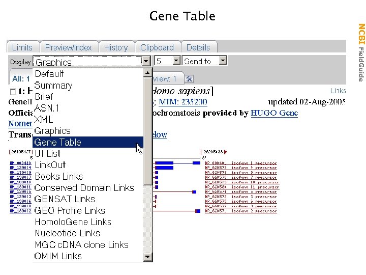 NCBI Field. Guide Gene Table 