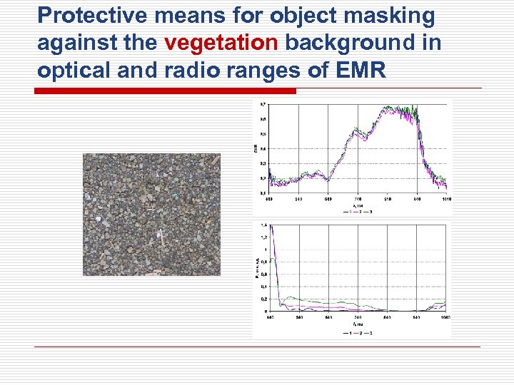 Protective means for object masking against the vegetation background in optical and radio ranges