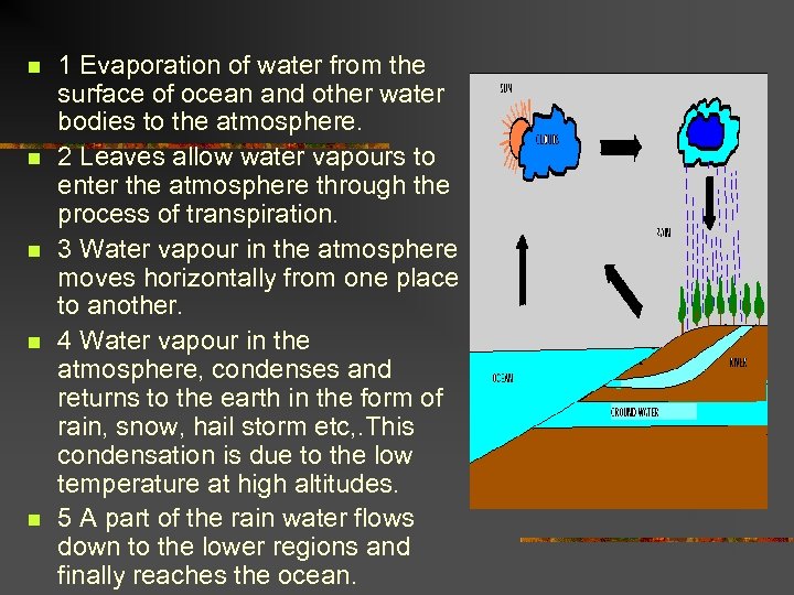 n n n 1 Evaporation of water from the surface of ocean and other