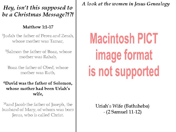 Hey, isn’t this supposed to be a Christmas Message? !? ! A look at