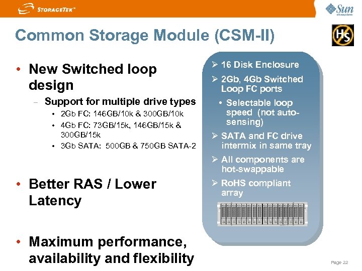 Common Storage Module (CSM II) • New Switched loop design – Support for multiple