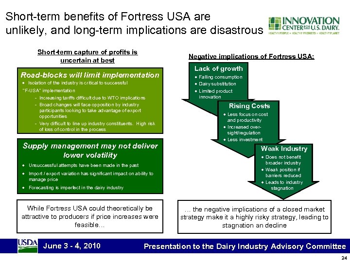 Short-term benefits of Fortress USA are unlikely, and long-term implications are disastrous Short-term capture