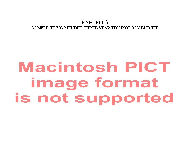 EXHIBIT 3 SAMPLE RECOMMENDED THREE-YEAR TECHNOLOGY BUDGET 