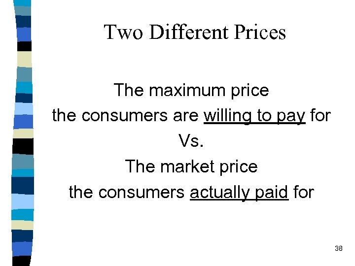 Two Different Prices The maximum price the consumers are willing to pay for Vs.